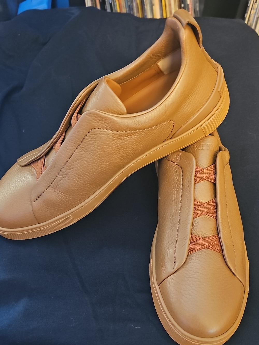 Men's Zegna Tan Slip-On Leather Loafers - Casual Comfort